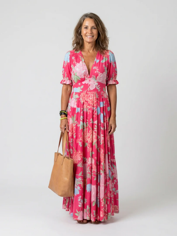 Ione Vest Ido Midl De Flores Sin Mangas Cortas Y Cuello En V