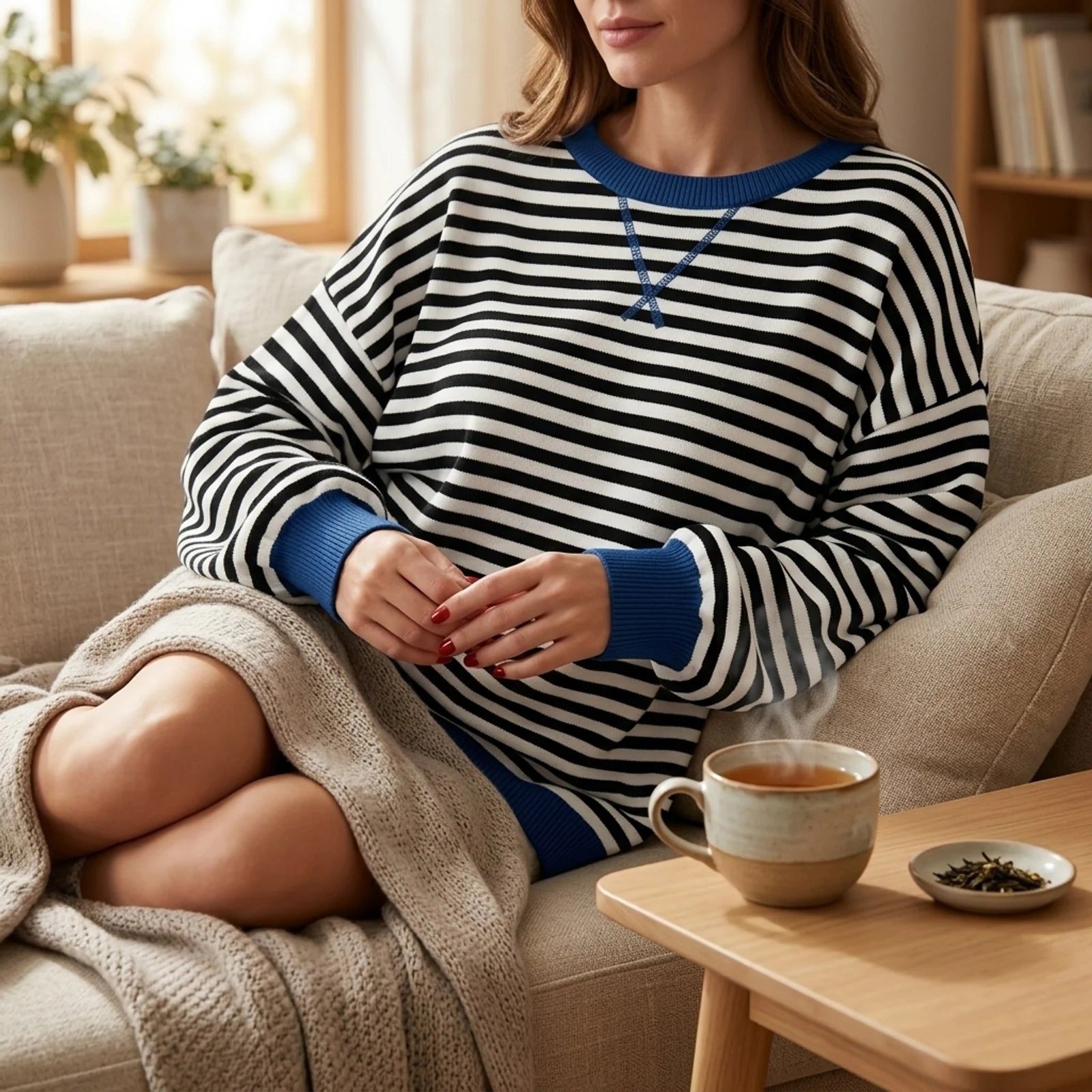 Juliana Streifenloser Lassiger Pullover